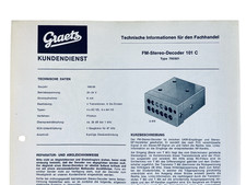 Original Seltene Unterlagen Graetz FM-Stereo-Decoder 2 Seiten