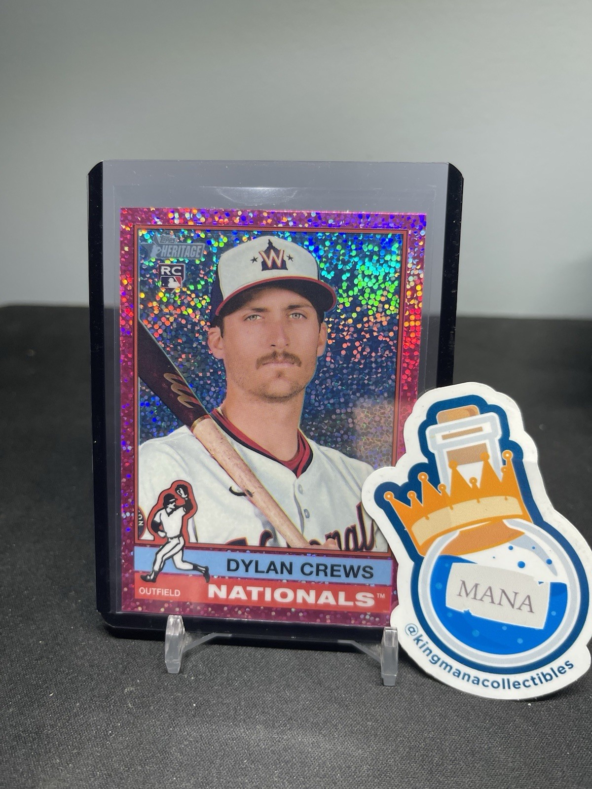 2025 Topps Heritage #247 Dylan Crews Chrome Pink Sparkle Refractor RC Nationals