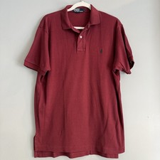 Men's Short Sleeve Vintage Ralph Lauren Polo In Burgundy Size L