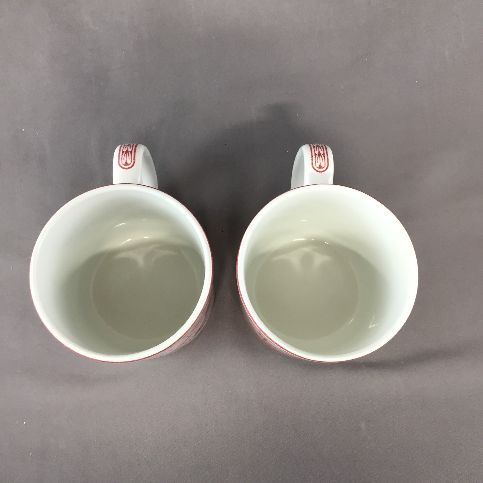 Red Transferware Set Set of 2 Spode Williams Sonoma St Nick Red Transferware Ceramic Mugs ...