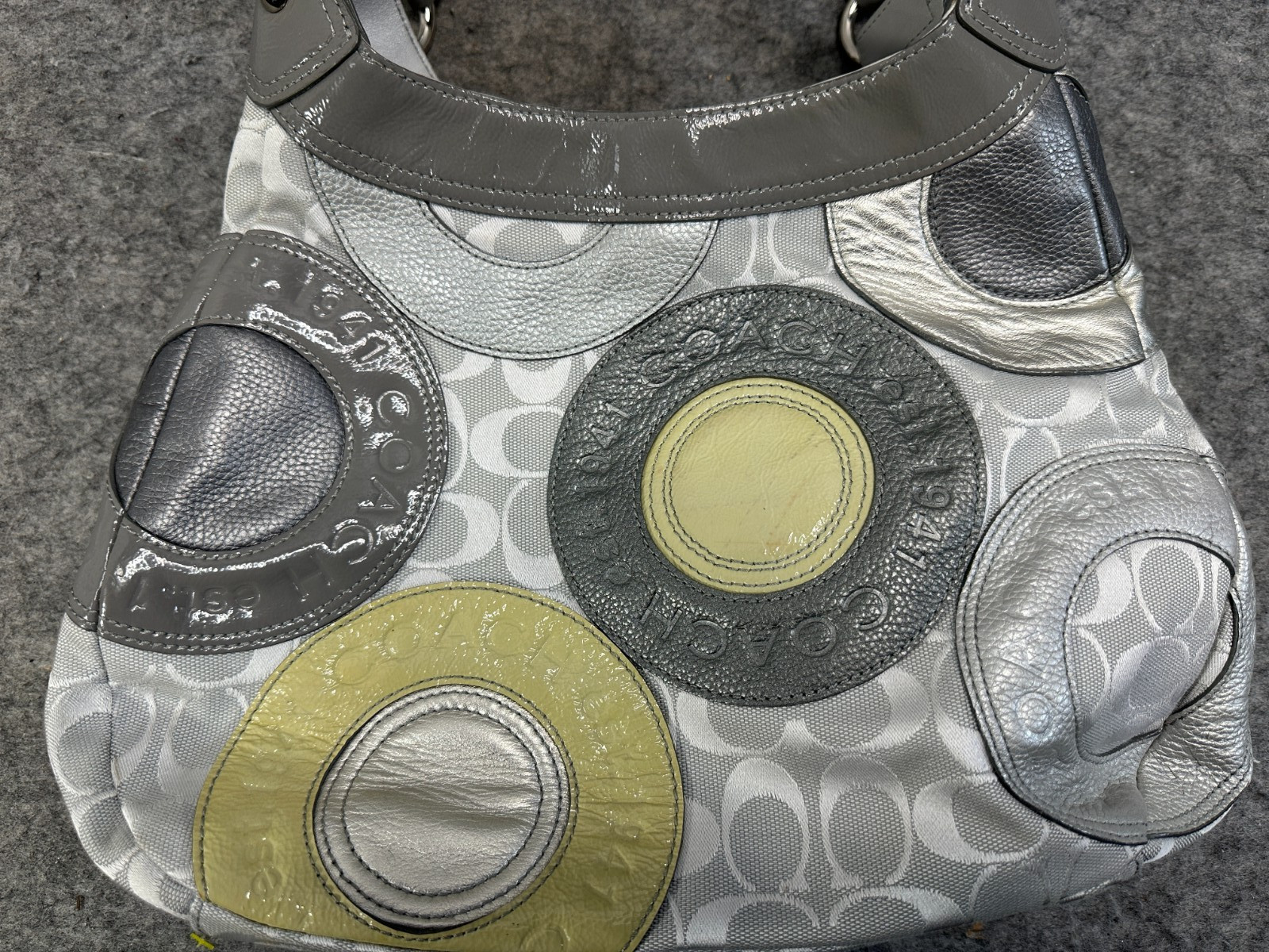 Coach Metallic Round Patchwork Canvas Leather 3 C… - image 3