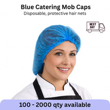 Vanity UK Mob Caps (50-2000) Disposable Blue Hair Net Catering NEXT DAY DELIVERY