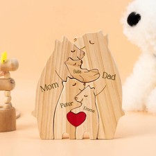 Personalised Wooden Bear Family Puzzle, Family Names Gift Ornament