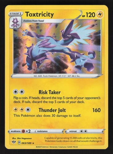 English NM Toxtricity 063/189 SWSH03 Holofoil Pokemon SWSH03: Darkness Ablaze