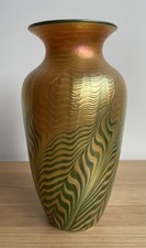 Lundberg Studios Iridescent Moire Large Fine Art Glass Vase, 11"H