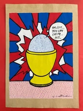 Roy Lichtenstein (Handmade) Drawing On Old Paper signed and stamped