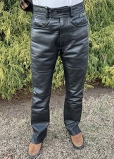 Vintage Hein Gericke Black Heavy Leather Biker Pants Womens 30 x 31 Motorcycle