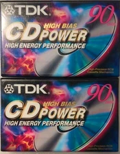2x LOT- TDK CD Power High Bias 90 Minutes Blank Audio Cassette Tape SEALED fr/sh