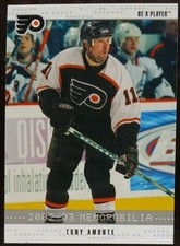 2002 - 2003 ITG Be A Player Tony Amonte Memorabilia Update Series Hockey Card 
