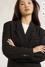 Women  s Scoop Crepe Oversized Blazer Size Med Double Breasted