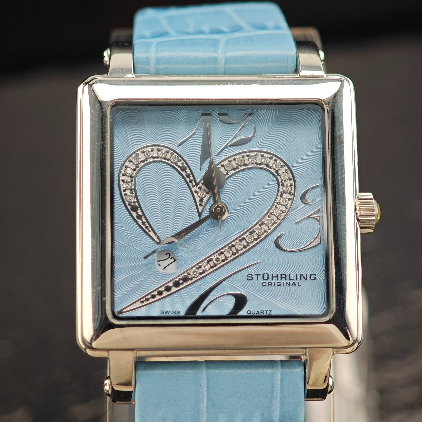 NWT Stuhrling Swiss Quartz Blue Watch Stainless Steel