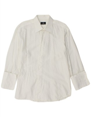 ROCCOBAROCCO Mens Formal Shirt Medium White Pinstripe Cotton BI12