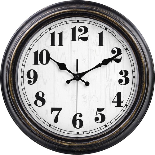 Vintage 12-Inch Silent Wall Clock: Elegant Black & Gold Design for Home Decor - Picture 3 of 10