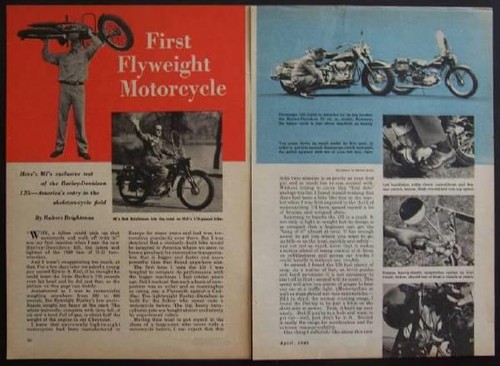 1949 Harley Davidson 125 vintage Road Test w/Spec's review article