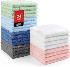 24 Pack Washcloths Soft Cotton Wash Cloths for Face, Bathroom, Spa, Gym