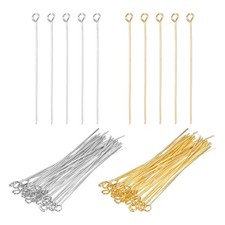2 Inch Eye Pins Jewelry Making Headpins-400Pcs, Silver Gold