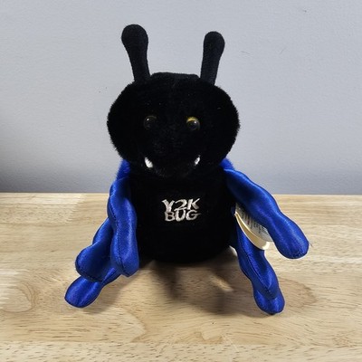 Vintage Y2K BUG Stuffed Bean Bag Plush Image Masters Black Blue with tags 7''