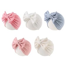 Baby Girl Turban Newborn Beanies Hat 5 Pieces Cotton One Size 5pcs-bowknot-d