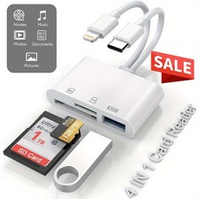 4-in-1 OTG Adapter USB3.0 SD/TF Card Reader for iPhone/iPad/Android/PC Plug Play