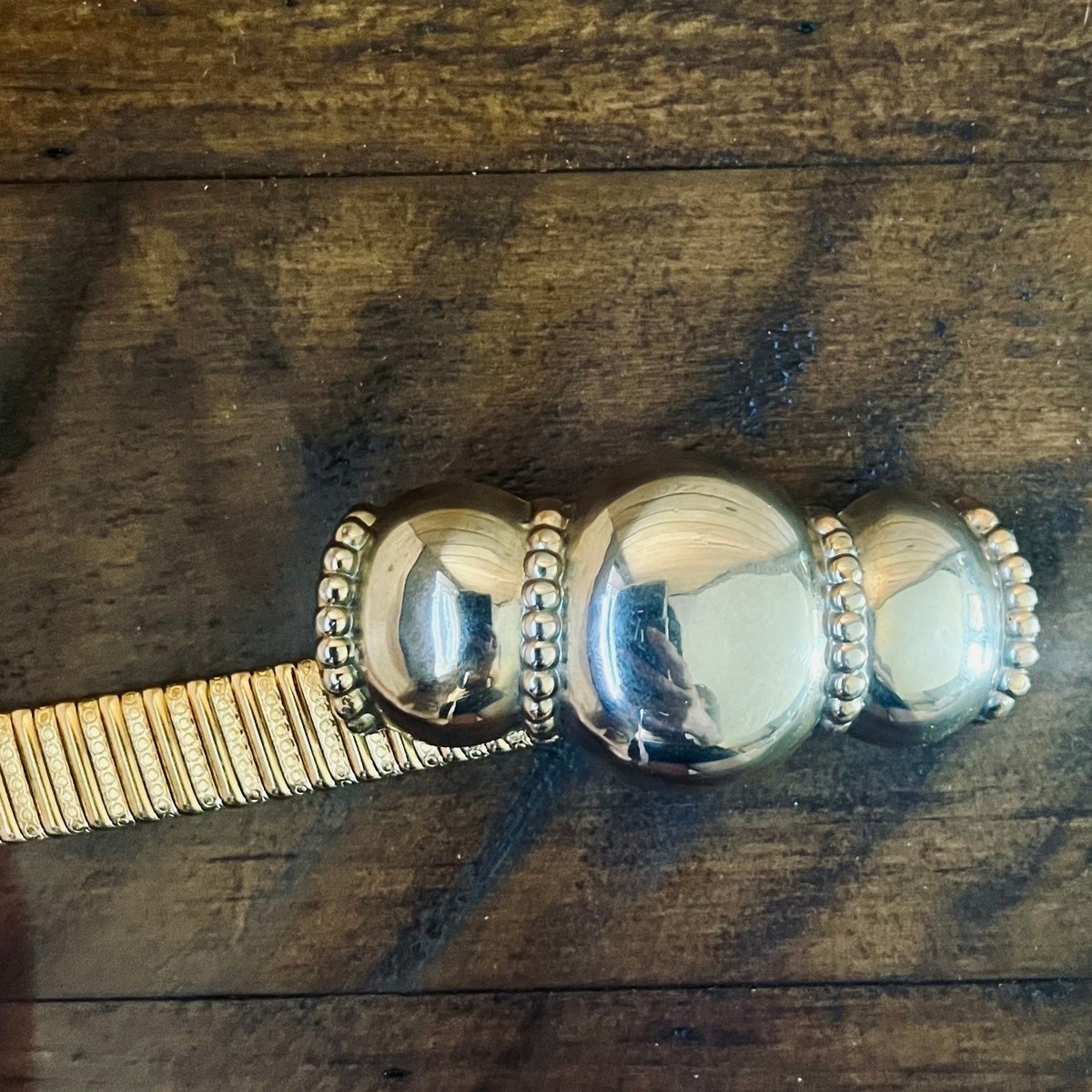 Vintage 80s Gold Rope Belt Two Tone Silver Clasp Stretch  display picture 1