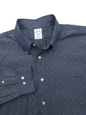 Brooks Brothers Men's REGENT Button Down Shirt XL Blue White Geometric 1818