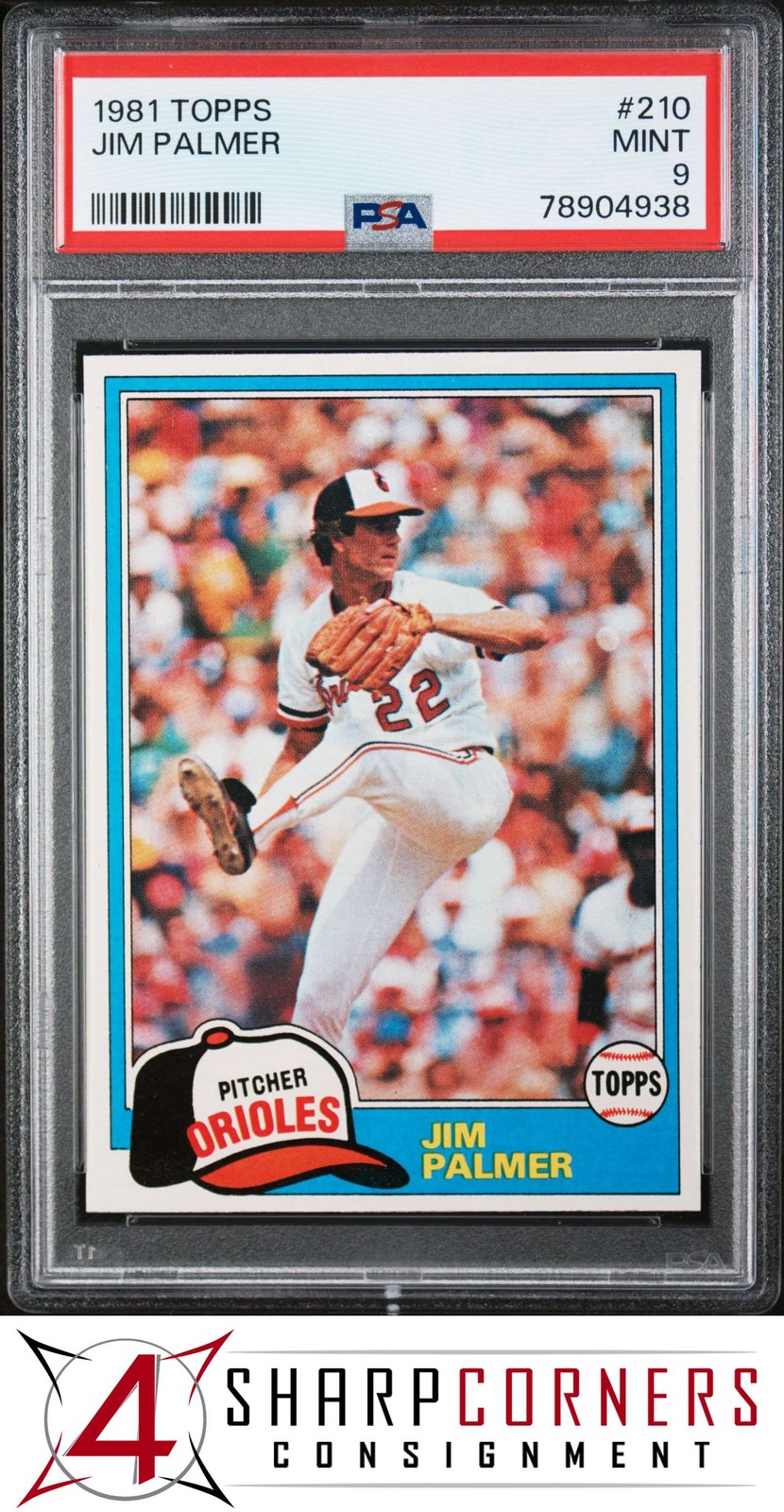 1981 TOPPS #210 JIM PALMER ORIOLES HOF PSA 9