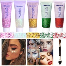 Body Glitter Gel 250ml Chunky Sequins Face Body Makeup for Festivals Raves