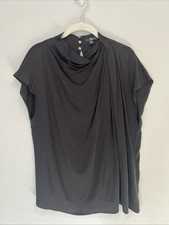 Banana Republic Luxe Draped Satin Blouse Top Black Size M