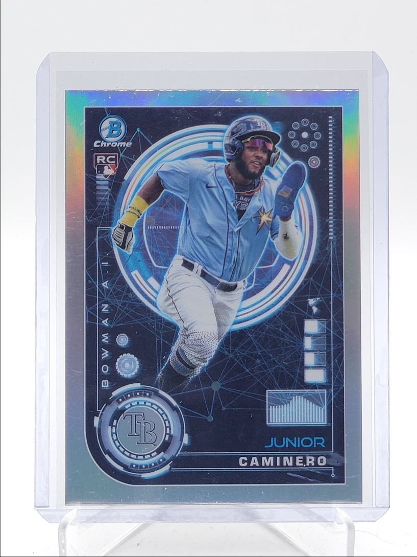 JUNIOR CAMINERO 2024 BOWMAN CHROME AI ROOKIE REFRACTOR RAYS E RC Q4600