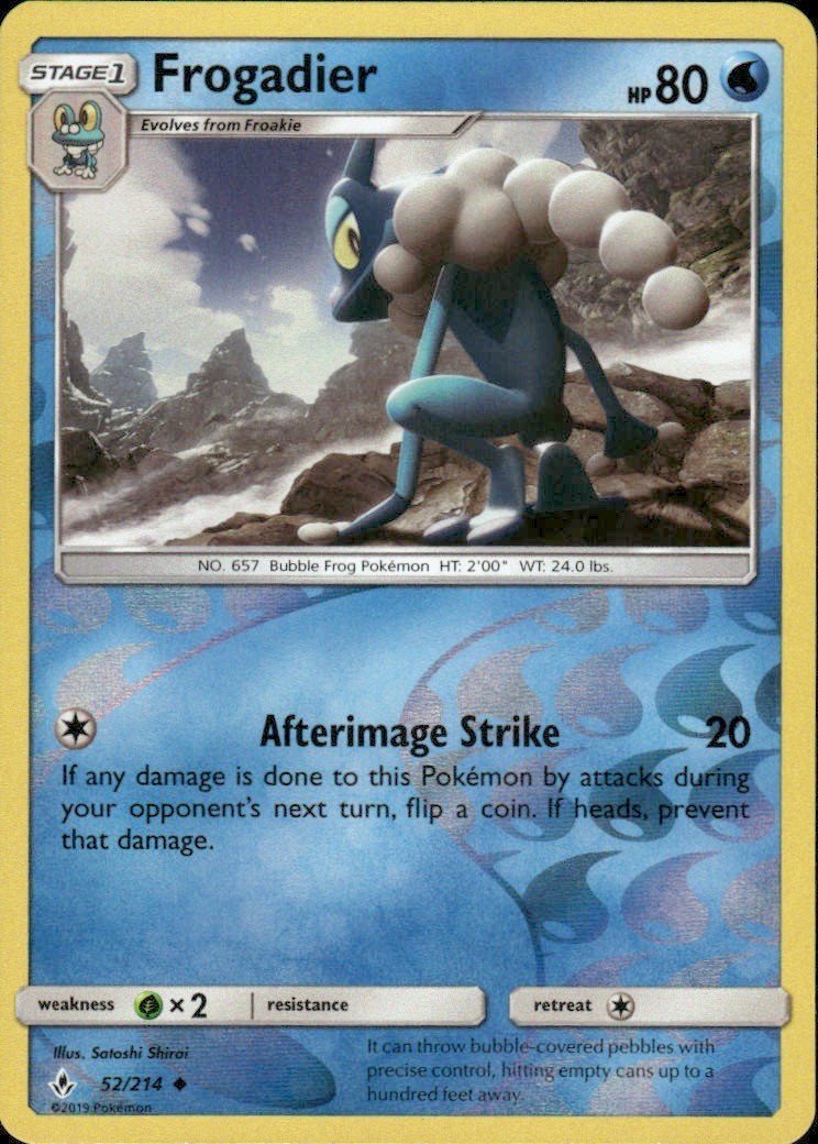 FROGADIER 52/214 UNBROKEN BONDS UNCOMMON REVERSE HOLO POKEMON SATOSHI SHIRAI