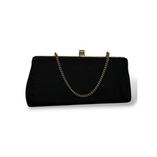 VINTAGE Elegant Black Clutch with Gold Chain Strap