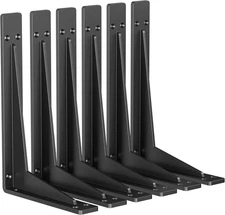 6-Pack 18 Inch Heavy Duty Shelf Brackets, Premium Metal Wall 18 Inch, Black 