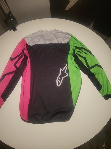 Alpine Stars Jersey Mens Large Pink Green Shirt MX Motorcross Dirtbike SMALL - Bild 6 von 6