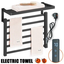 Black Bathroom Heated Towel Rack Wall Mount Towel Warmer Electric Towel Rack set