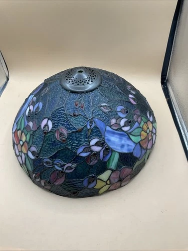 Tiffany-Style Stained Glass Lampshade Shade 16” Vintage  USA tax-exempt