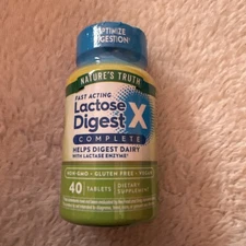 Nature's Truth Lactose Digest Pills | 40 Vegan Tablets | Exp 01/2027