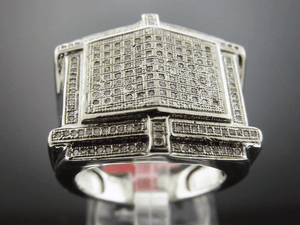 Mens-Sterling-Silver-0-65CT-Diamond-Large-Ring-Size-10
