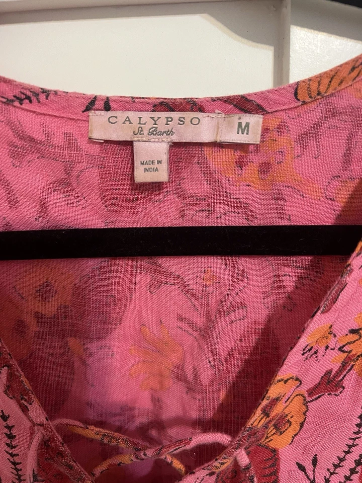 Calypso St. Barth 100% Linen Butterfly Mini Shift Dress Size Medium - Image 4 of 4