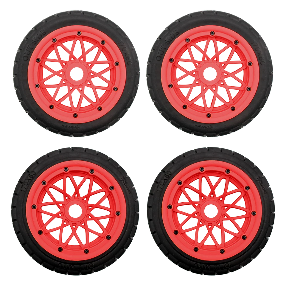 4pcs On Road w/ Red Nylon Rims Wheel Tires For RC 1/5 HPI Rovan Baja 5B SS Buggy - Image 2 of 4