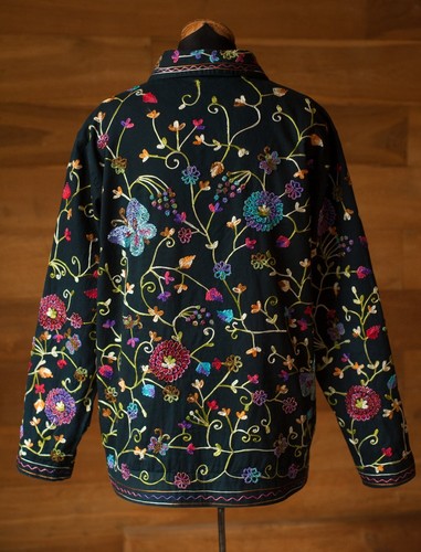 Black Vintage Denim Jacket, Beaded The Quacker Factory, Size S, M - Picture 9 of 9