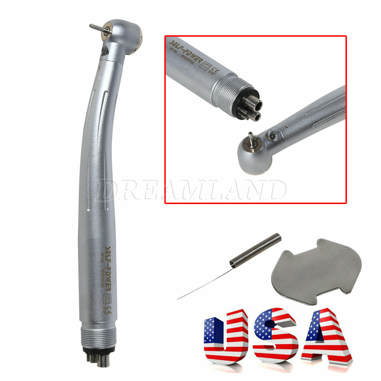 Dental LED Fiber Optic E-generator High Speed Handpiece 3-Spray 2 ...