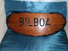BILBOA carved wood plaque 
