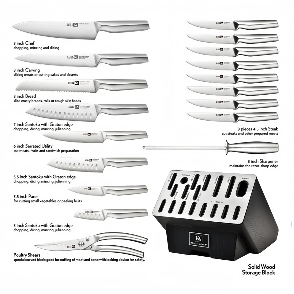 Klaus Meyer Contour Finest high carbon steel 19 Piece Knife Block Set - Image 2 of 4