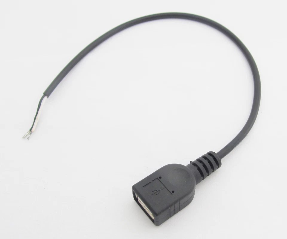 0.3M 30cm Black USB Female Jack 2 wire Power Cable Cord Connectors DIY LOT - Image 3 of 3