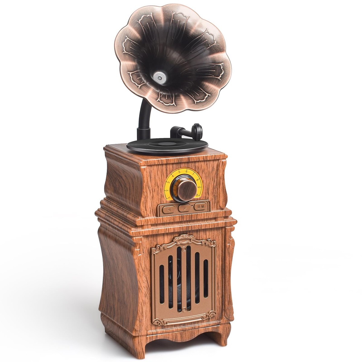 Mini Enceinte Bluetooth Fuyin R917-B – Design Rétro Brun – Radio FM – NEUF