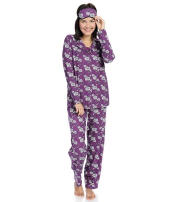 NWT Everyday Koze Harve Benard 4 Piece Pajama Set Size S Pjs Eye Mask Floral