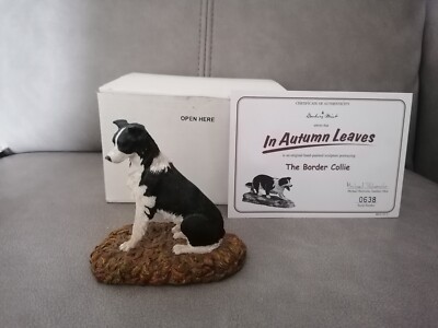 SEHR SELTENE DANBURY MINT BORDER COLLIE HUND FIGUR + COA + BOX + 05