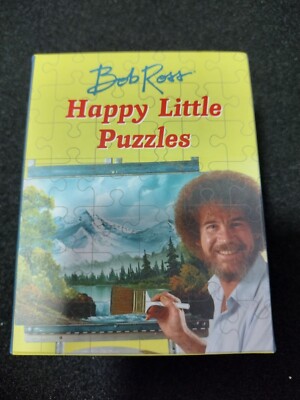 Bob Ross Happy Little Puzzles New- Two 180 Piece puzzles & Easel Flipbook BIN 33