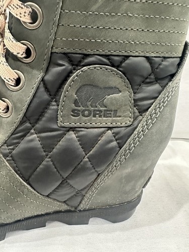 SOREL Women's LEXIE Wedge Bootie Waterproof Dark Slate Leather Textile Boot 7.5 - Picture 3 of 5
