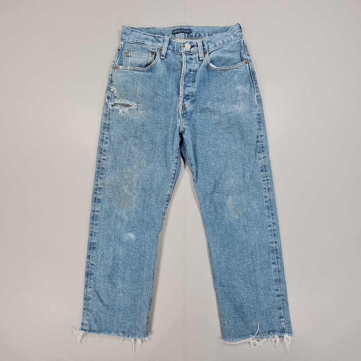 Levis 501 Cropped Jeans Womens Blue W26 L23 Made Crafted